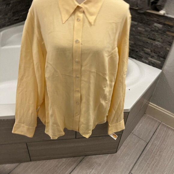 New Talbots Bare Silk Yellow Button Down Blouse Size 22W - Picture 8 of 9